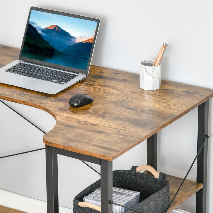 HOMCOM L-Shaped Desk with Shelves