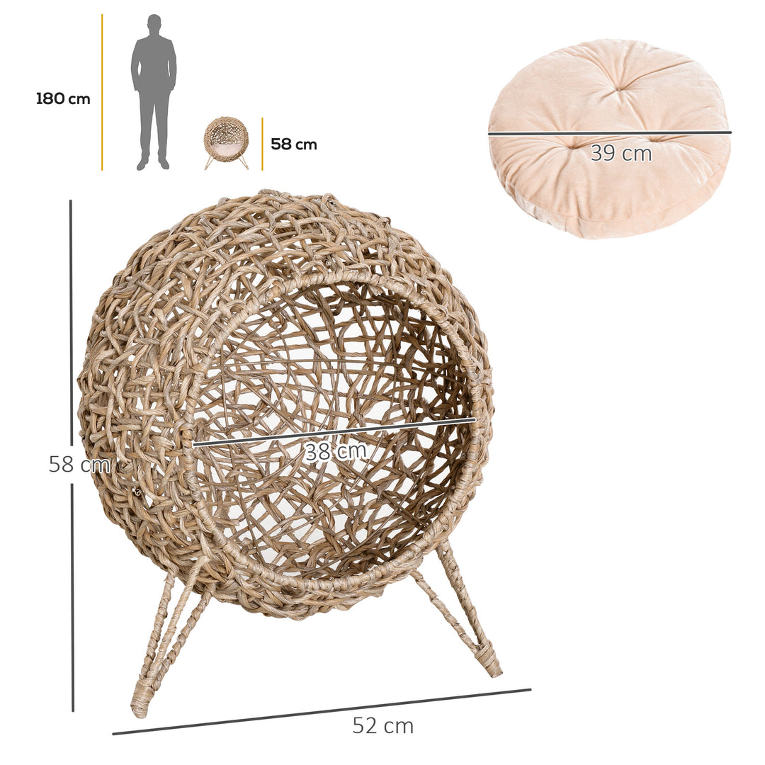 Cat Hammock Rattan Cat House Ball-Shaped Cat Bed with Hand-Woven PE