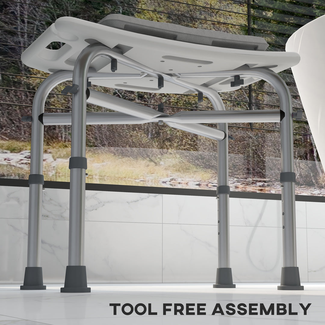 Shower Seating: Adjustable Aluminium Frame with Removable Cushion