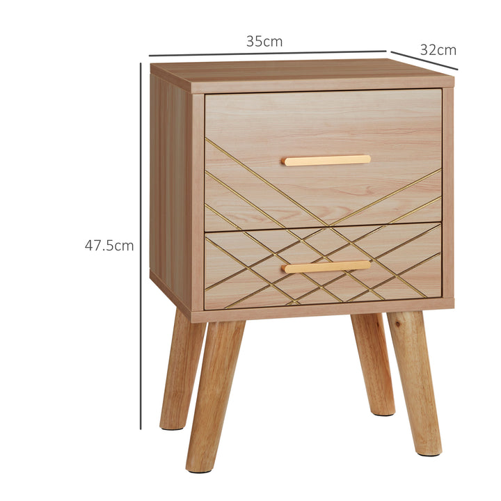 HOMCOM Scandinavian Bedside Cabinet with Drawers