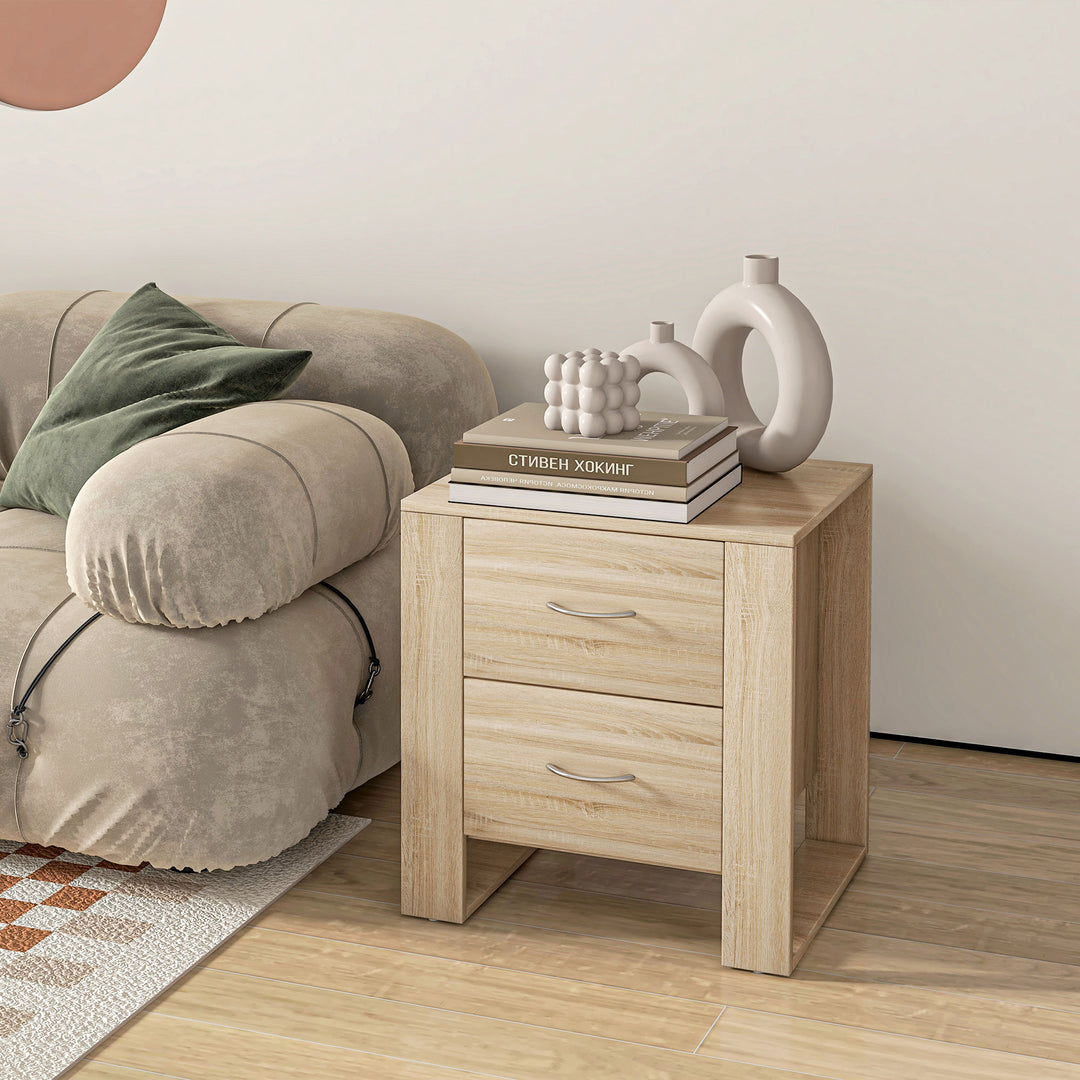 HOMCOM Bedside Table with 2 Drawers