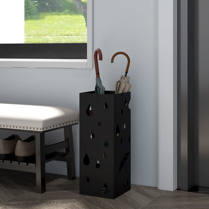 Square Umbrella Stand Freestanding for Hallway with 4 Hooks