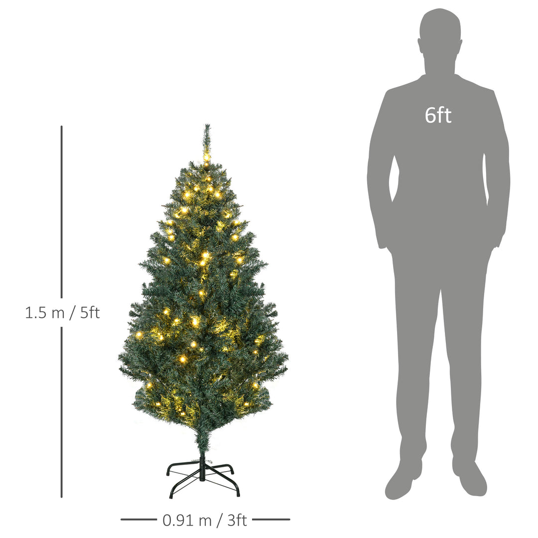 5' Artificial Prelit Christmas Trees Holiday DÃ©cor with Warm White LED Lights