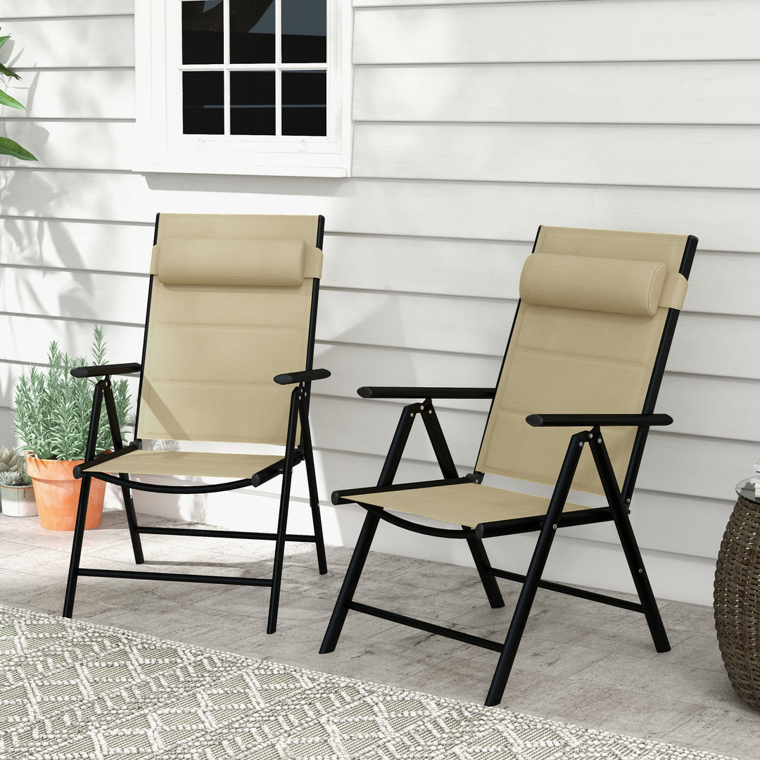 Set of 2 Patio Folding Chairs w/ Adjustable Back