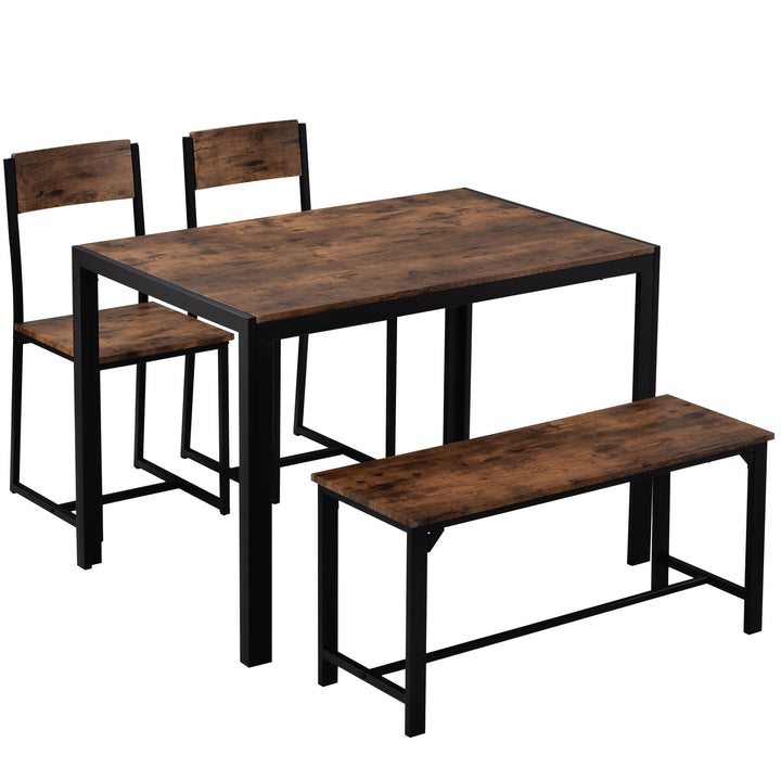 Industrial Dining Set with Bench, Rustic Brown https://www.awin1.com/pclick.php?p=39114471376&a=1765756&m=17151 Aosom Default Title