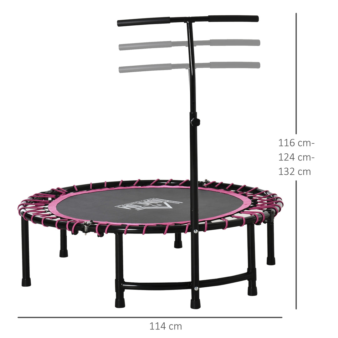 45" Round Mini Trampoline Rebounder Indoor Outdoor Jumper with Adjustable Handle - Pink