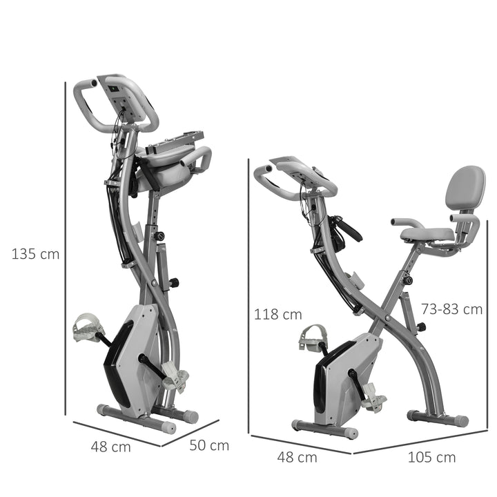 2-in-1 Foldable Exercise Bike Recumbent Stationary Bike 8-Level Adjustable Magnetic Resistance with Pulse Sensor LCD Display