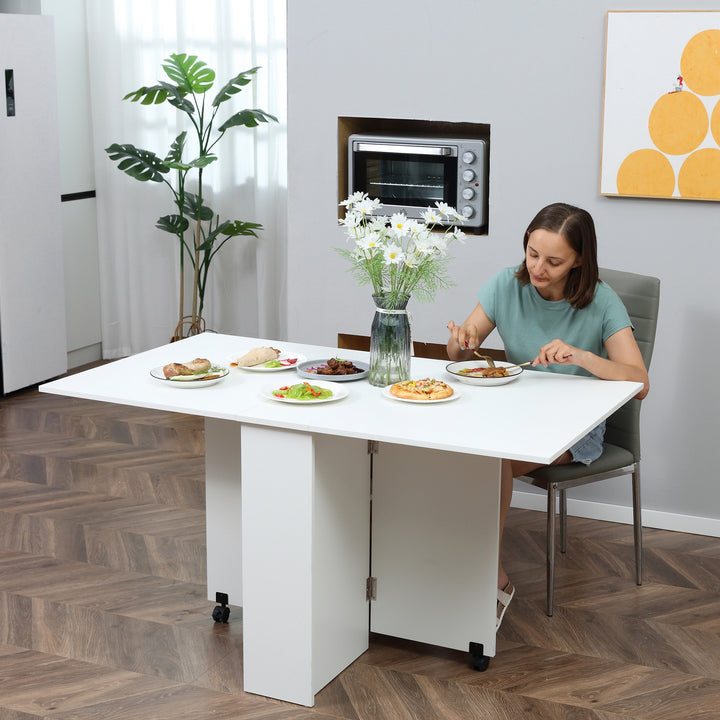 HOMCOM Mobile Folding Kitchen Table