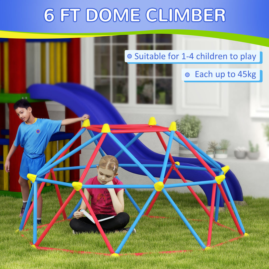 6 FT Toddler Climbing Frame Outdoor with Rust and UV-Resistant Steel for 1-4 Kids Ages 3-8 Years Old