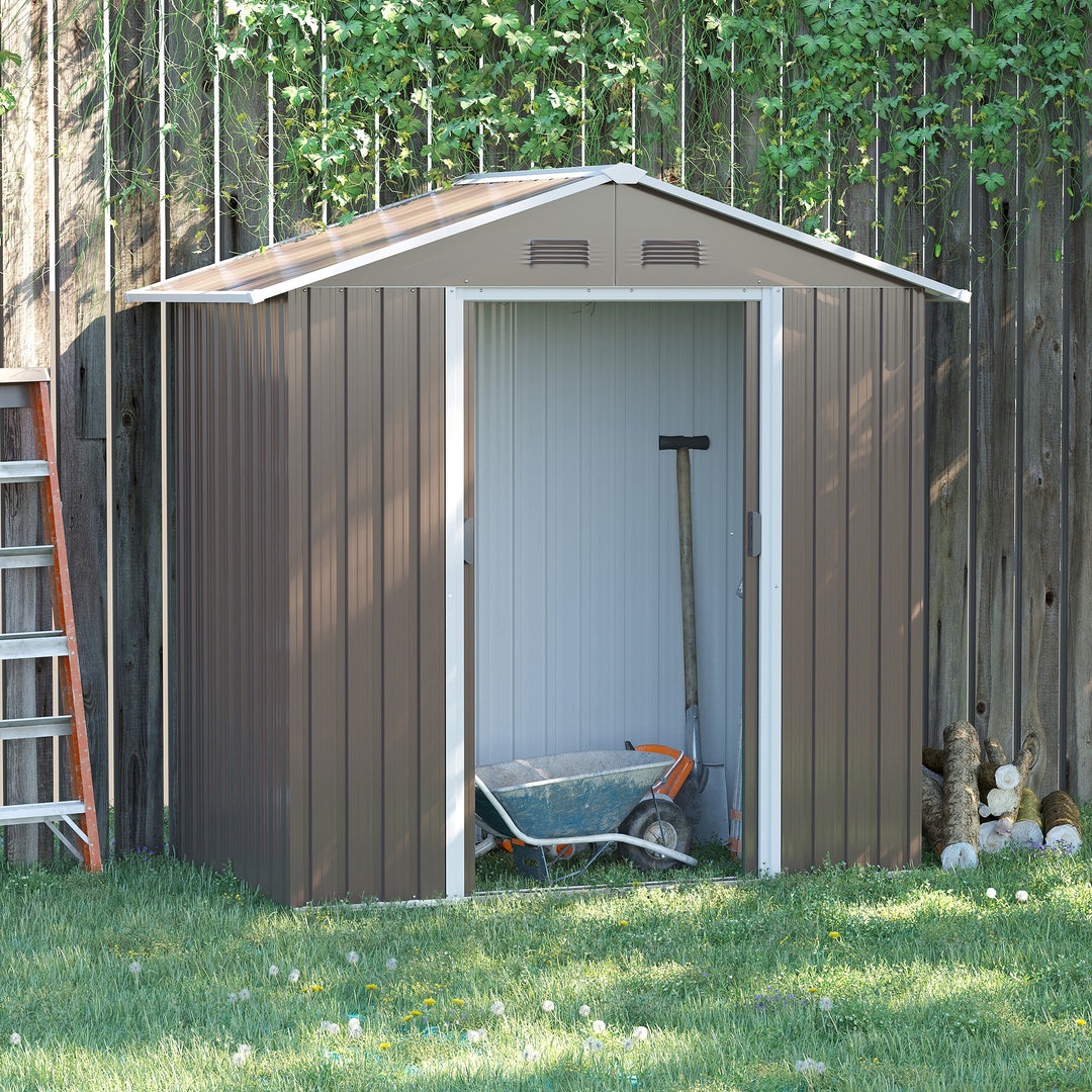 6.5ft x 3.5ft Metal Garden Storage Shed for Outdoor Tool Storage with Double Sliding Doors and 4 Vents