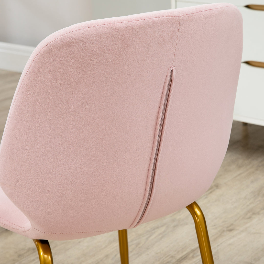 HOMCOM Velvet Dining Chairs Set of 2, Pink