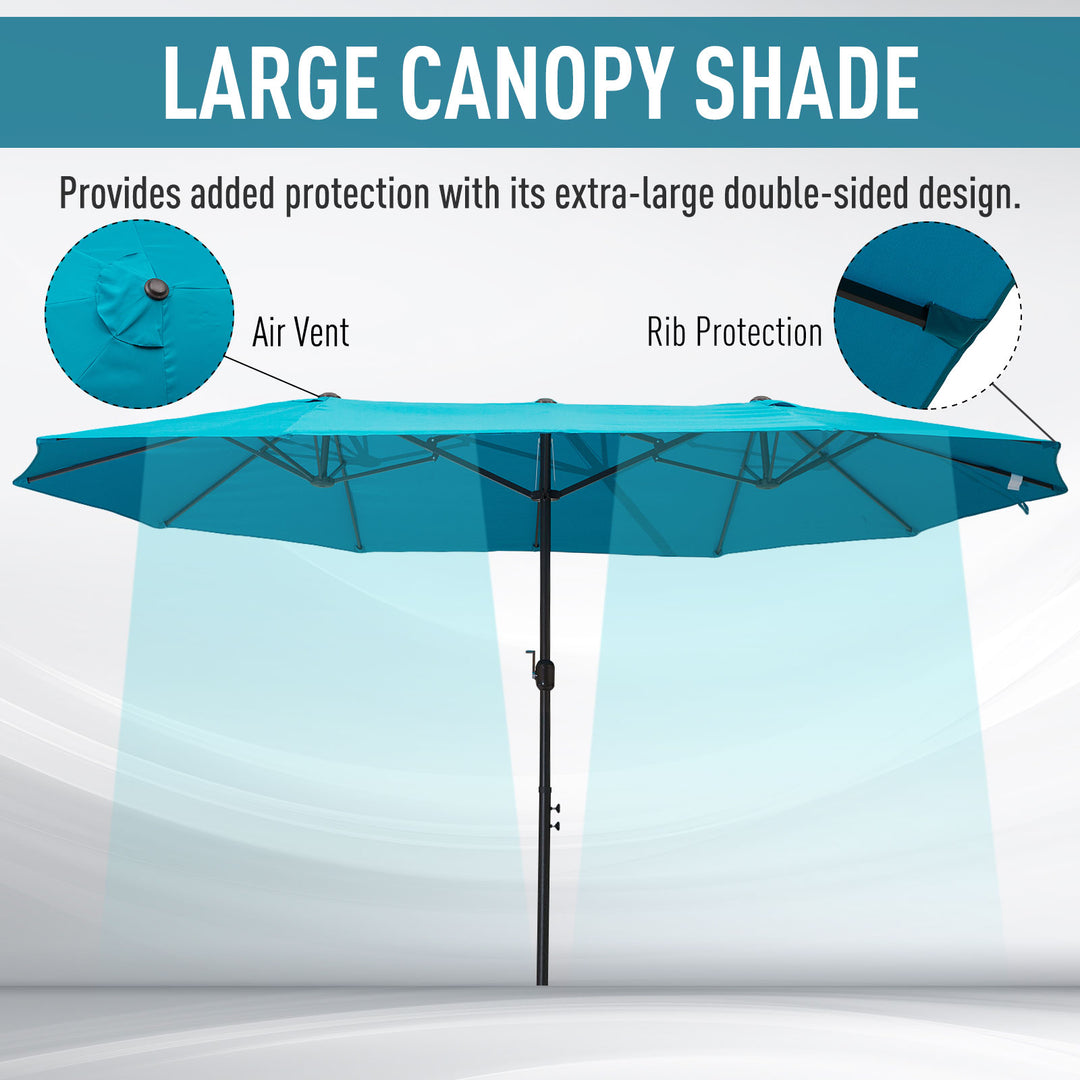 Waterproof 4.6m Double-Sided Patio Parasol Sun Umbrella-Blue