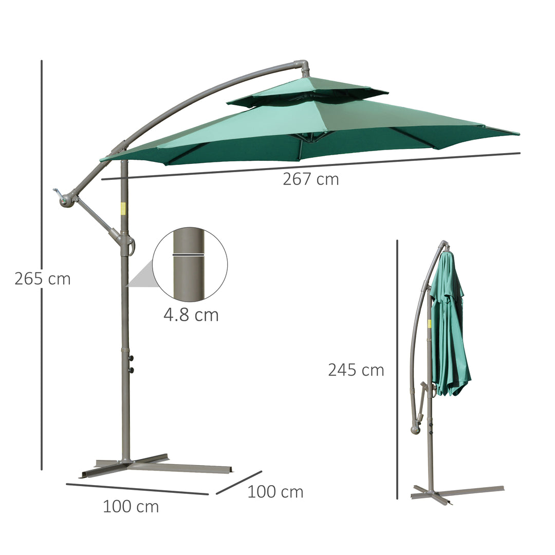 2.7m Cantilever Banana Parasol with Crank Handle