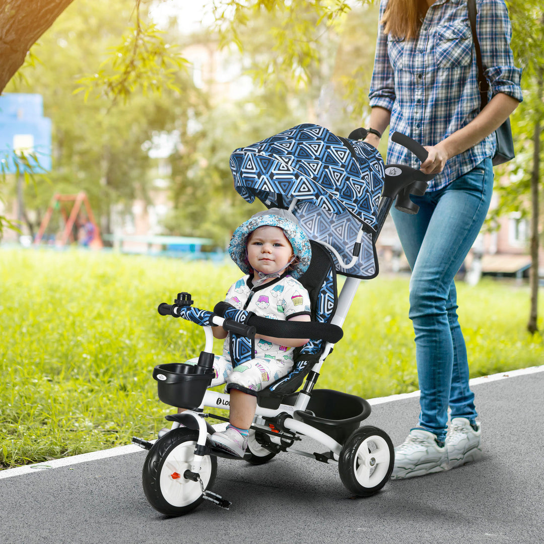 Metal Frame 4 in 1 Baby Push Tricycle with Parent Handle for 1-5 Years Old