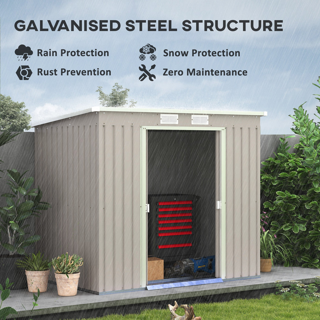 Outdoor Garden Metal Equipment Tool Storage Shed w/ Foundation