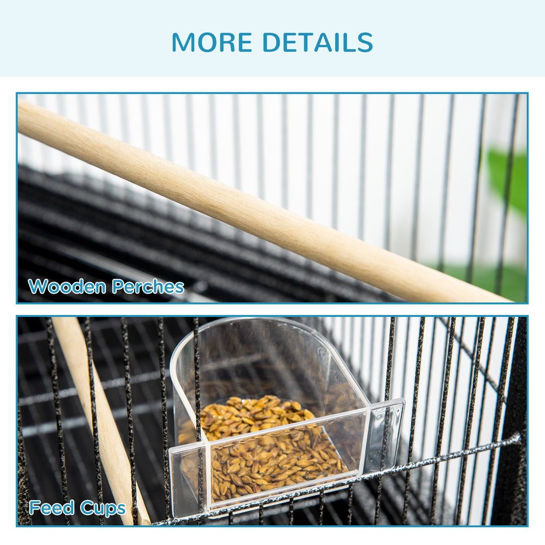 Avian Abode: Wheeled Metal Cage for Canaries & Parakeets