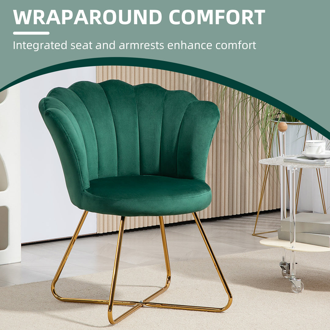 Velvet-Feel Lotus Petal Accent Chair - Green