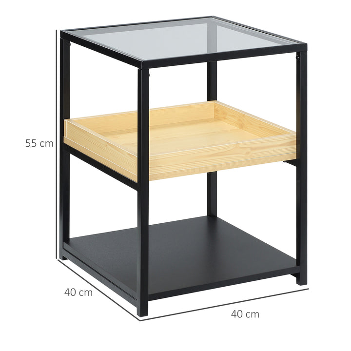 HOMCOM Glass Top Side Table