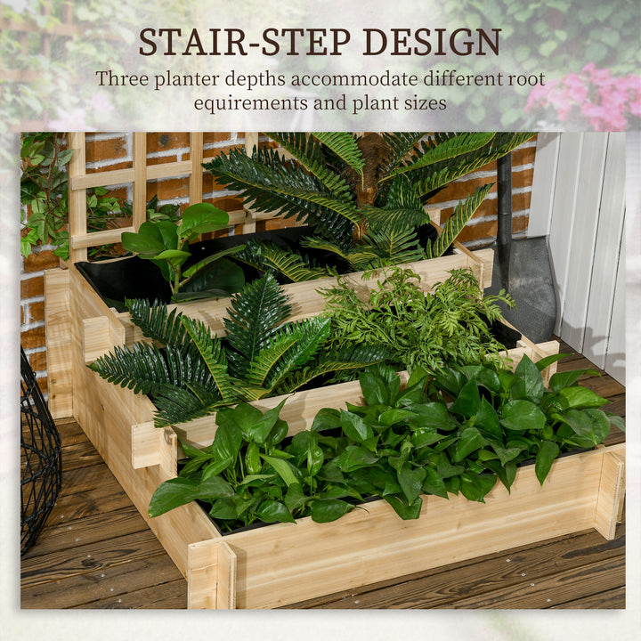 3 Tier Garden Planters with Trellis for Vine Climbing