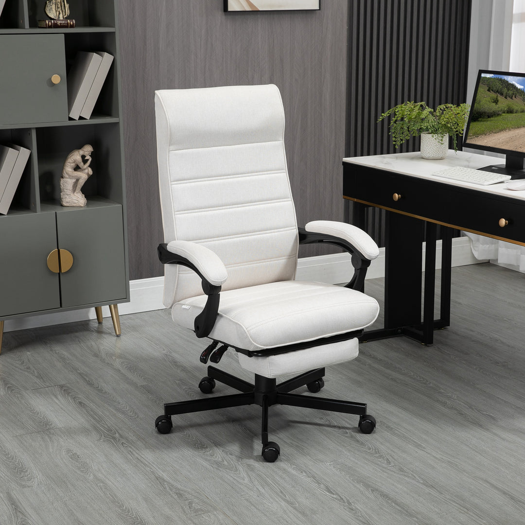 Vinsetto High-Back Linen Office Chair, White