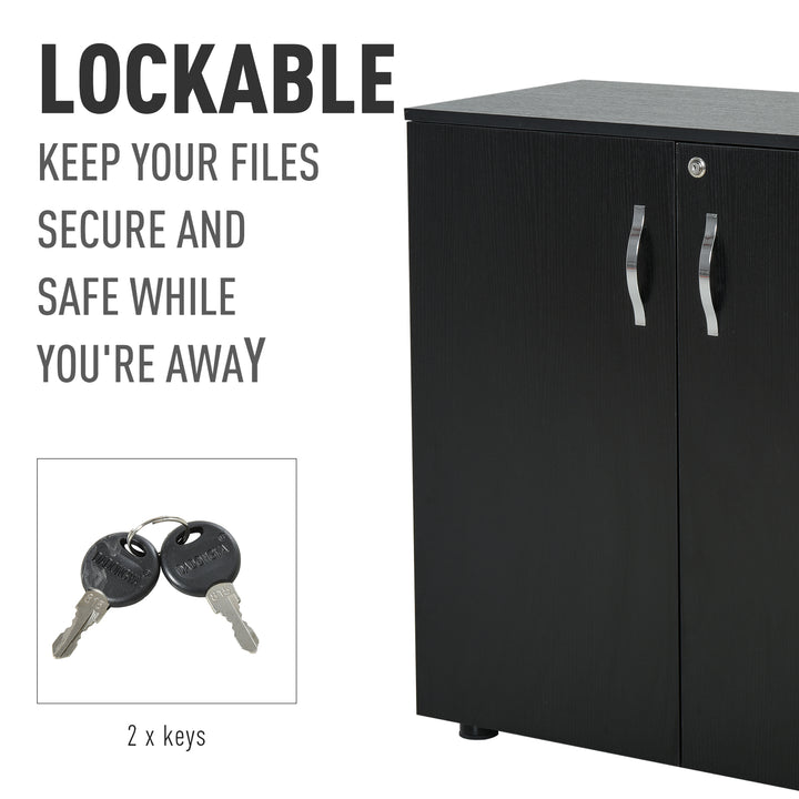 Vinsetto Black Cabinet Lockable File Cabinet with 2-Tier & Anti-Slip Feet