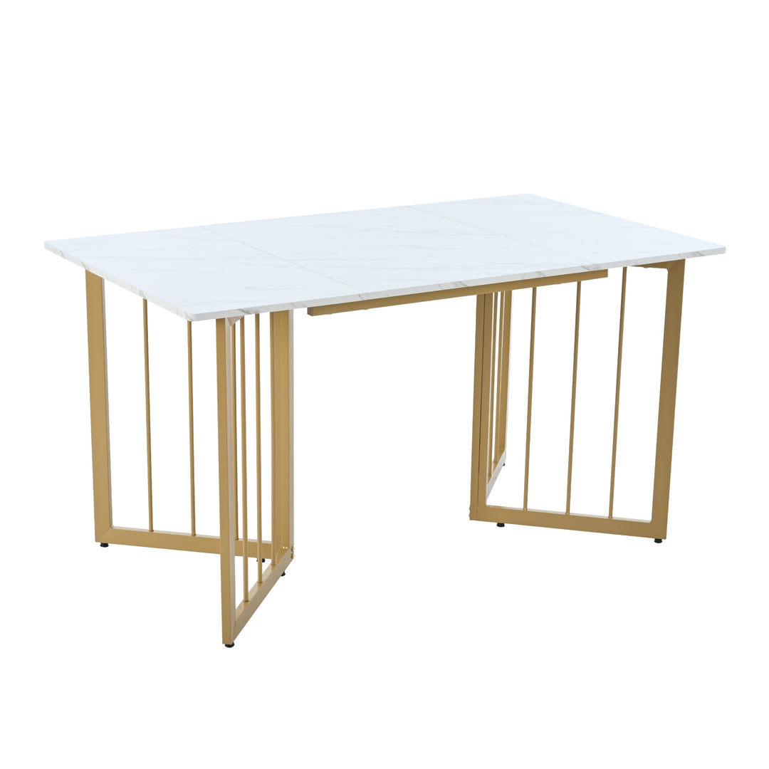 Modern Rectangular Extendable Dining Table with V-shaped Support Legs