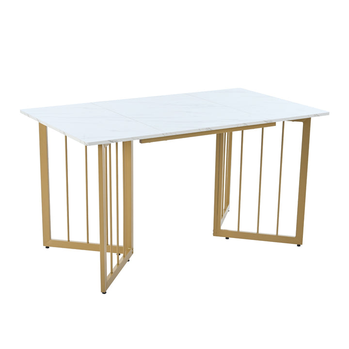 Modern Rectangular Extendable Dining Table with V-shaped Support Legs