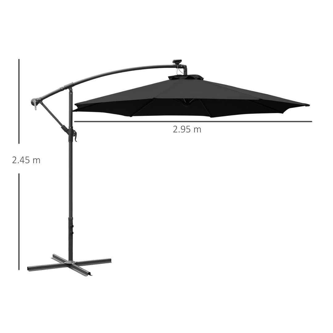 3(m) LED Banana Parasol Garden Cantilever Umbrella with Solar Lights