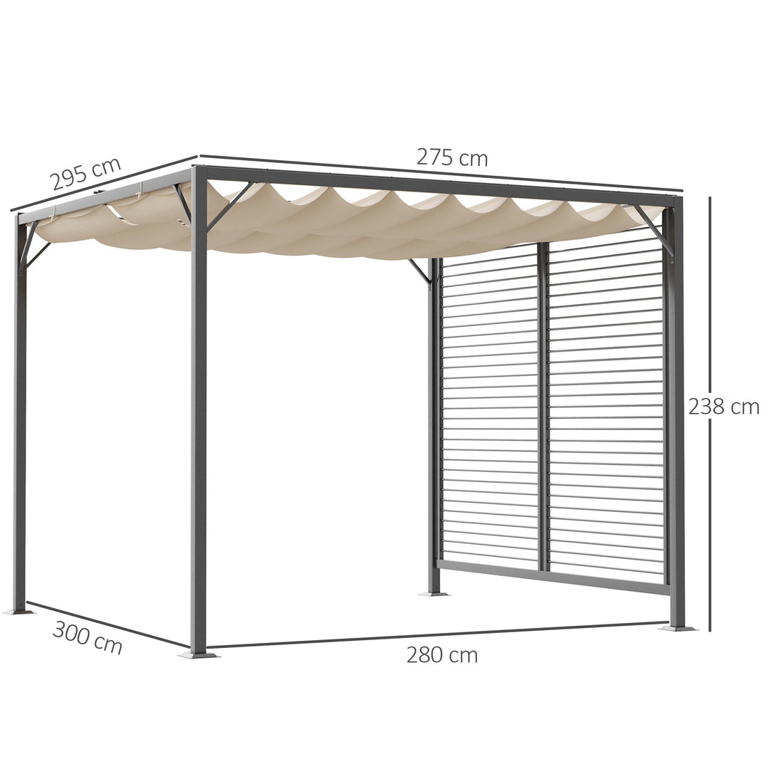 2.8m x 3m Retractable Metal Frame Outdoor Garden Pergola Beige