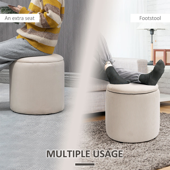 Set of 2 White Modern Storage Ottomans with Removable Lid