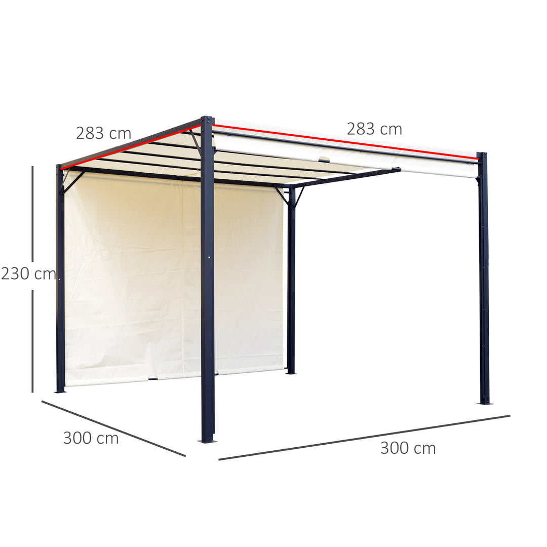 3 X 3 Meters Garden Metal Gazebo Party Canopy Outdoor Tent Sun Shelter Removable & Adjustable Cover Canopy Cream