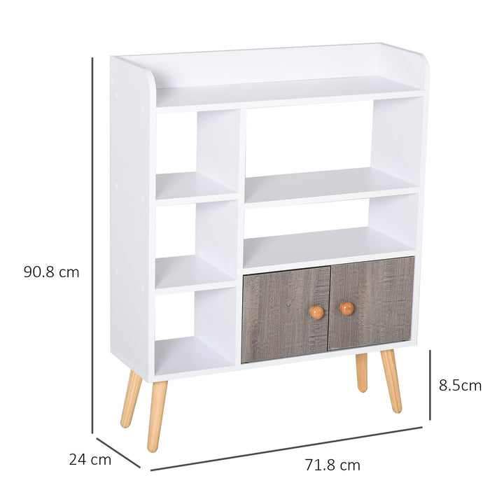 HOMCOM Modern Wood-Legged Bookcase, White