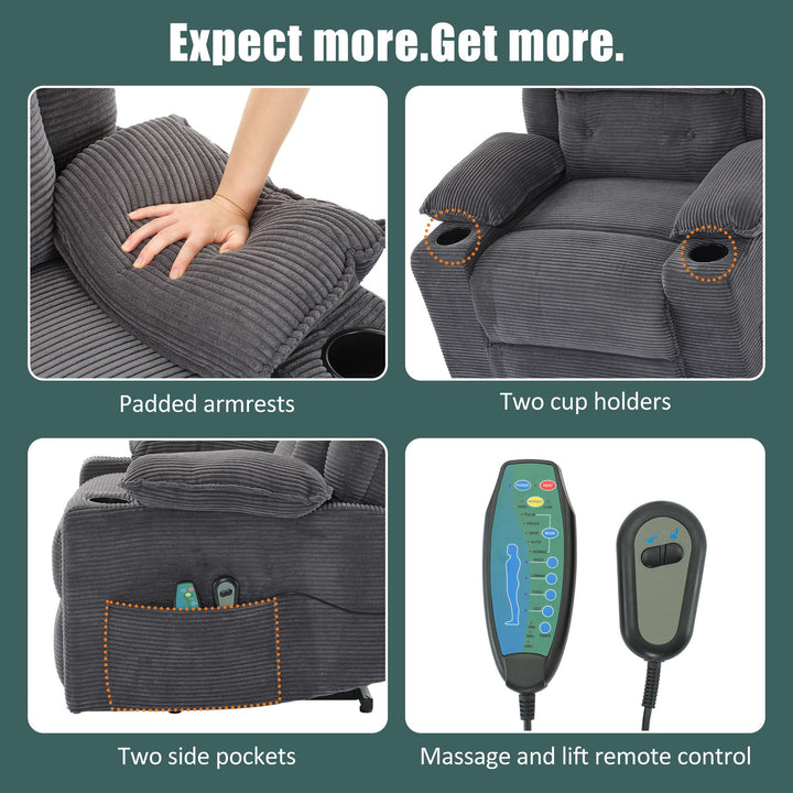 Remote Control Upholstered Oversized Power Lift Recliner Chair for Elderly with Heat