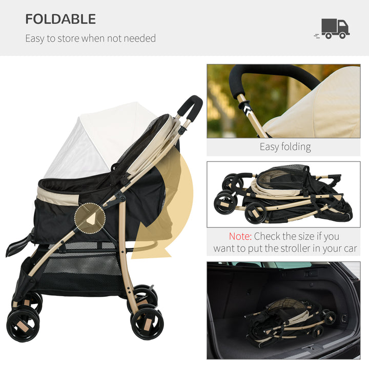 Oxford Pet Stroller for Small Dogs with Rain Cover