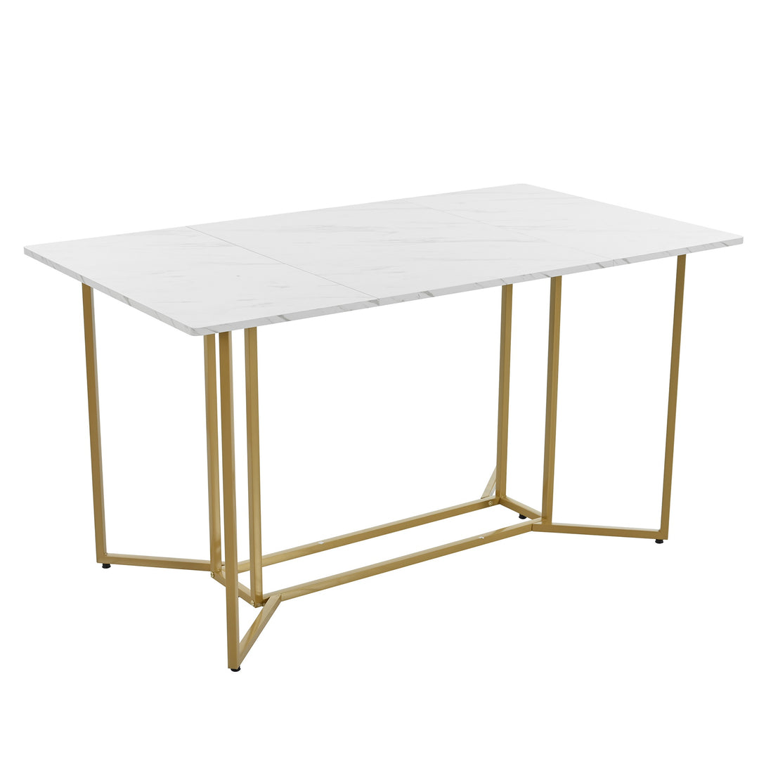 Modern Rectangular Extendable Dining Table with Adjustable Metal Legs