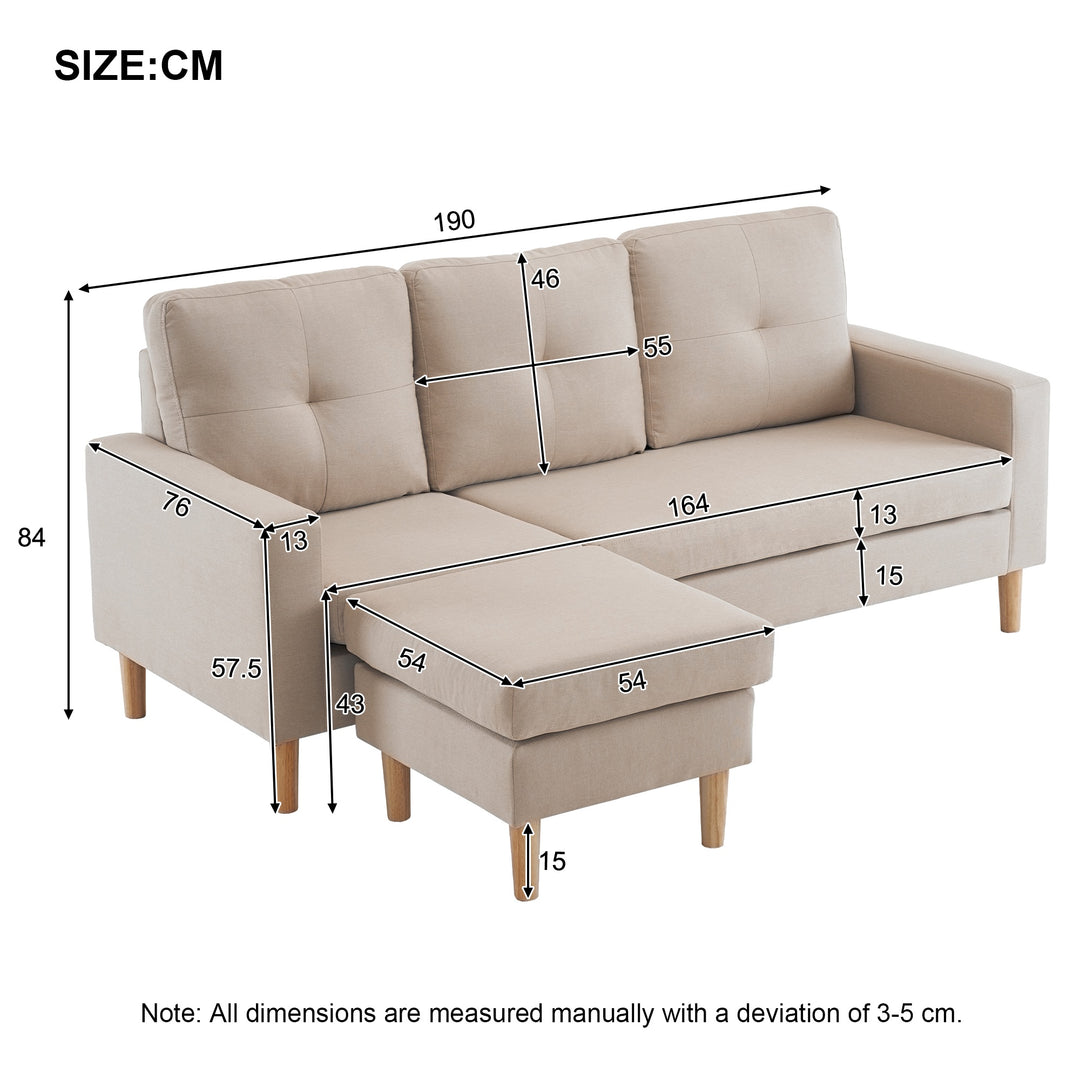 3 Seater Sofa Bed with Removable Footrest