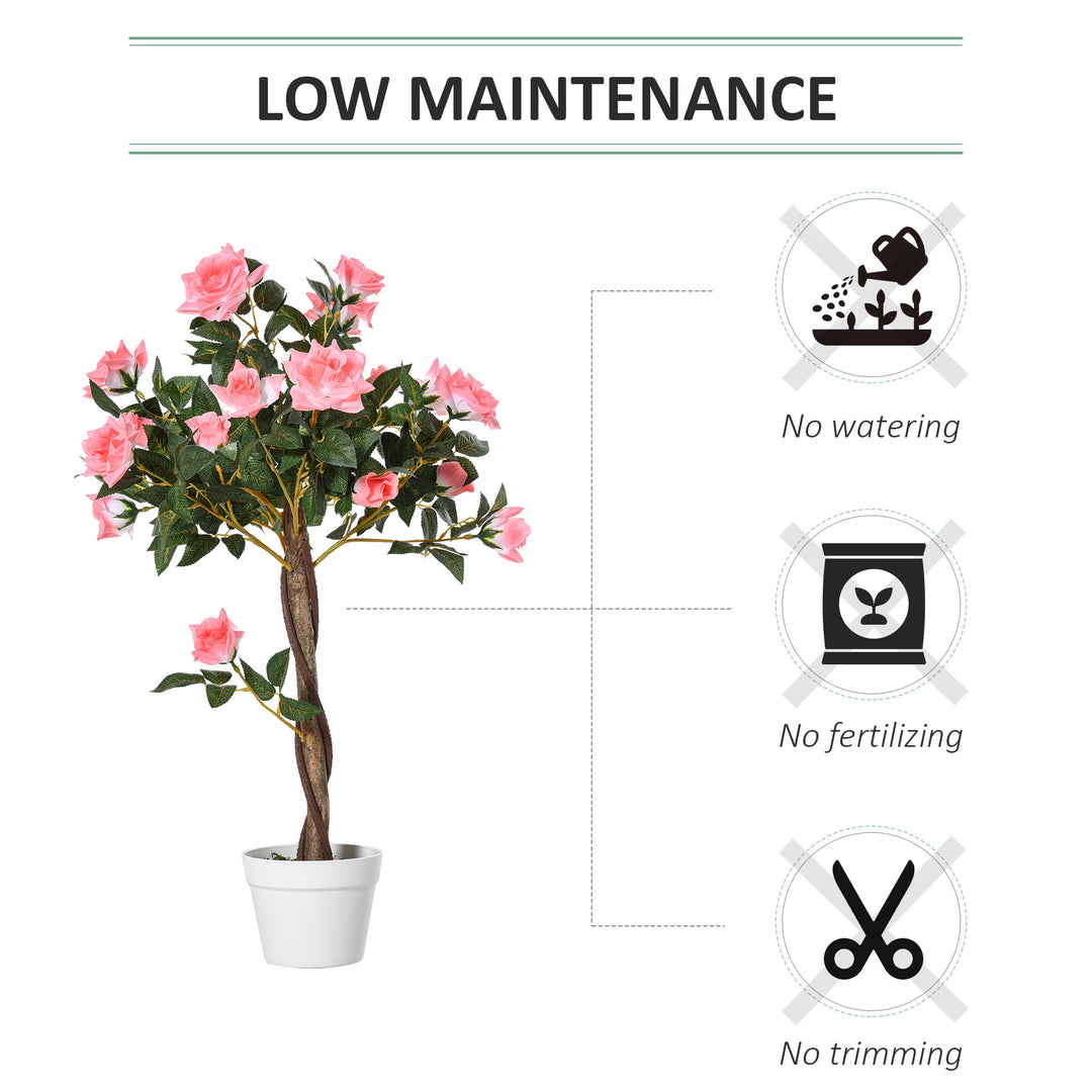 Artificial Rose Tree: 90cm Fake Plant with 21 Flowers