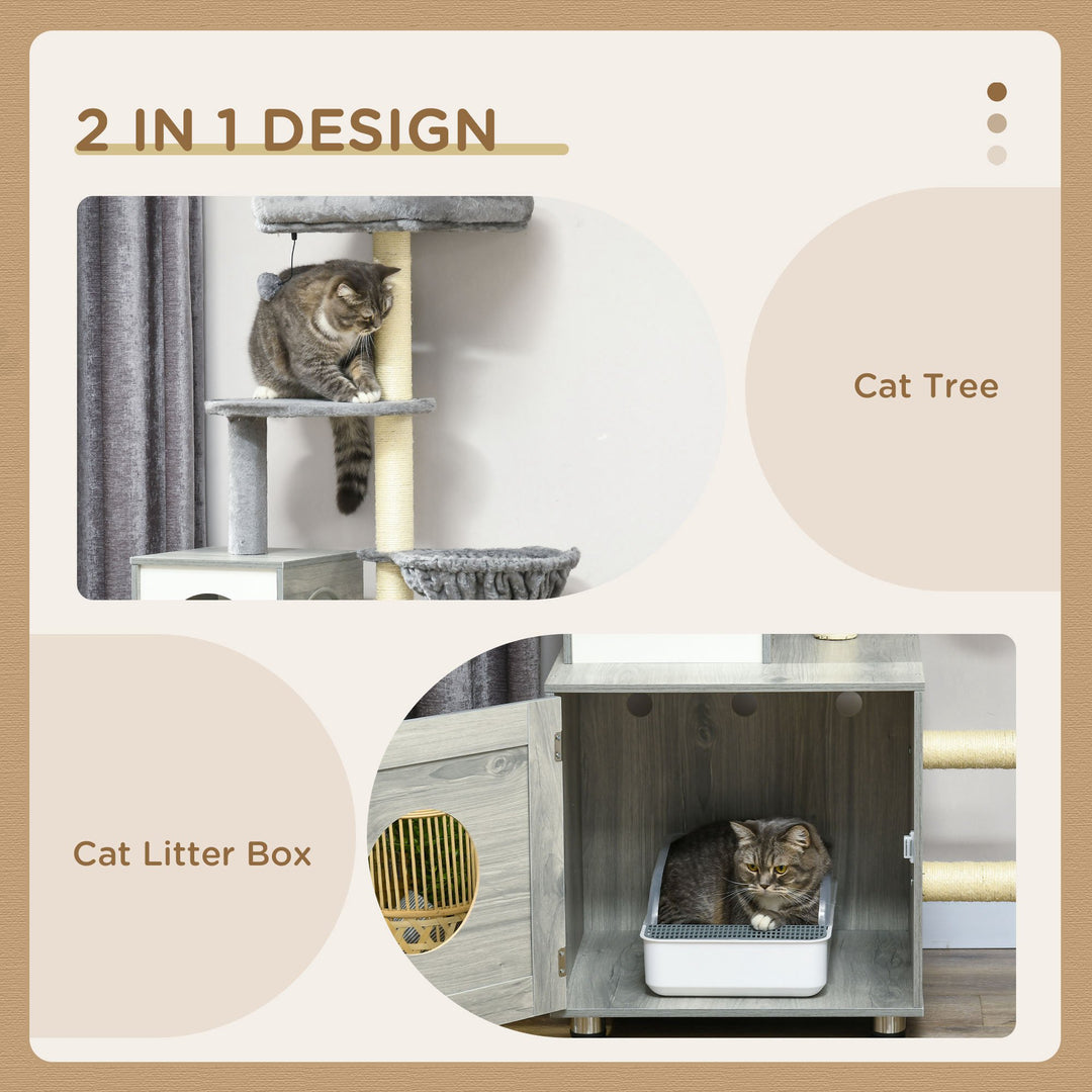 Enclosed Cat Litter Box with Cat House