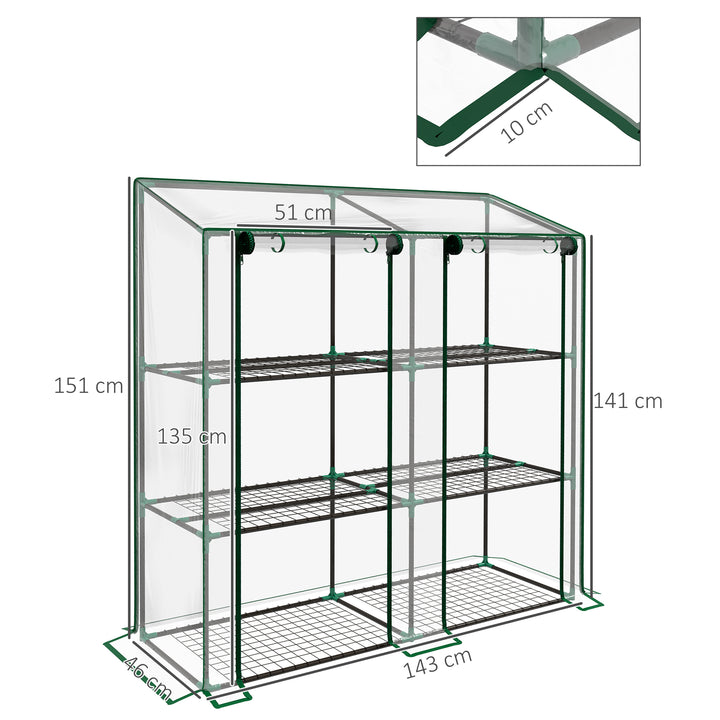 3 Tier 6 Wire Shelves Reinforced Mini Greenhouse