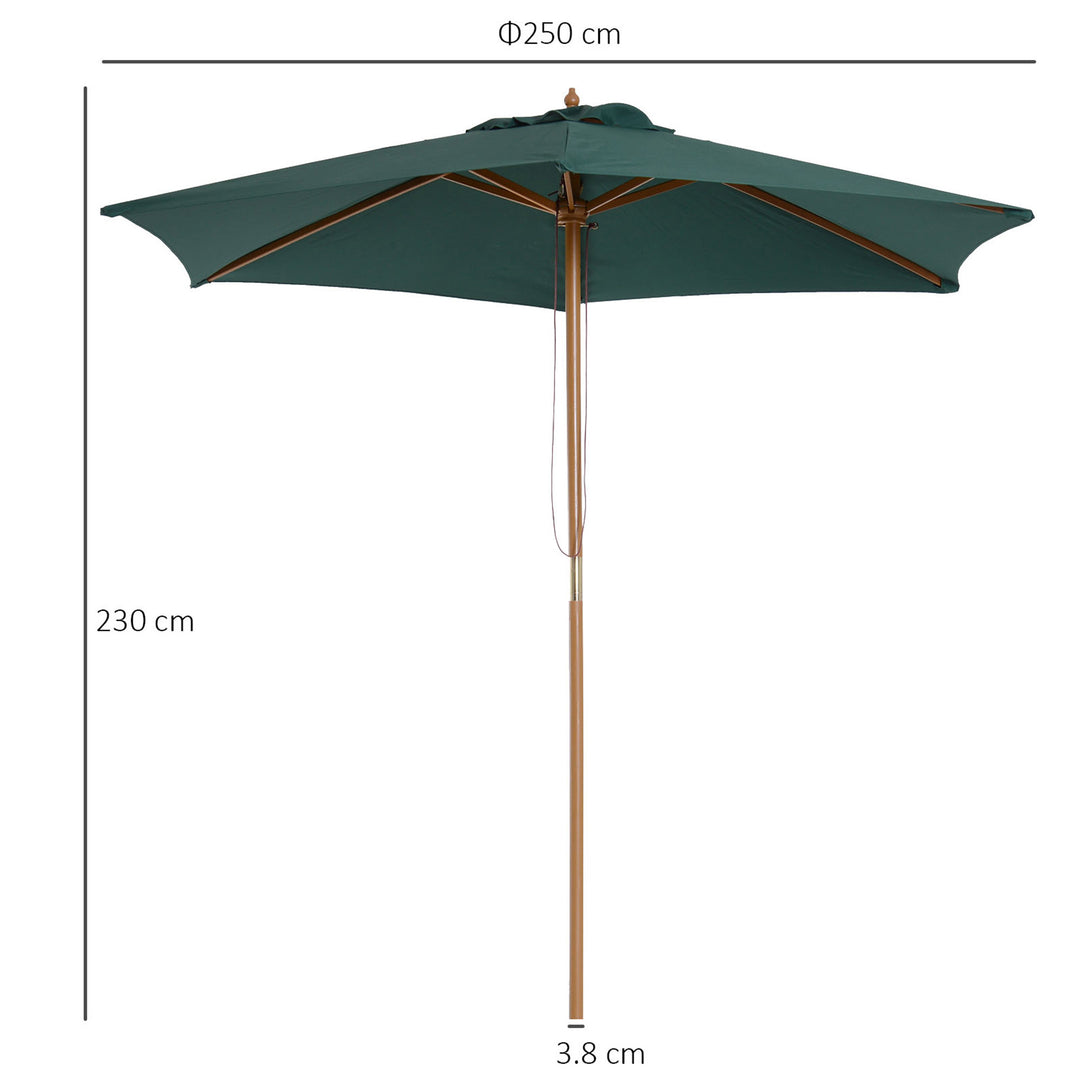 Wooden Parasol: 2.5m UV-Protective Garden Umbrella with Pulley System