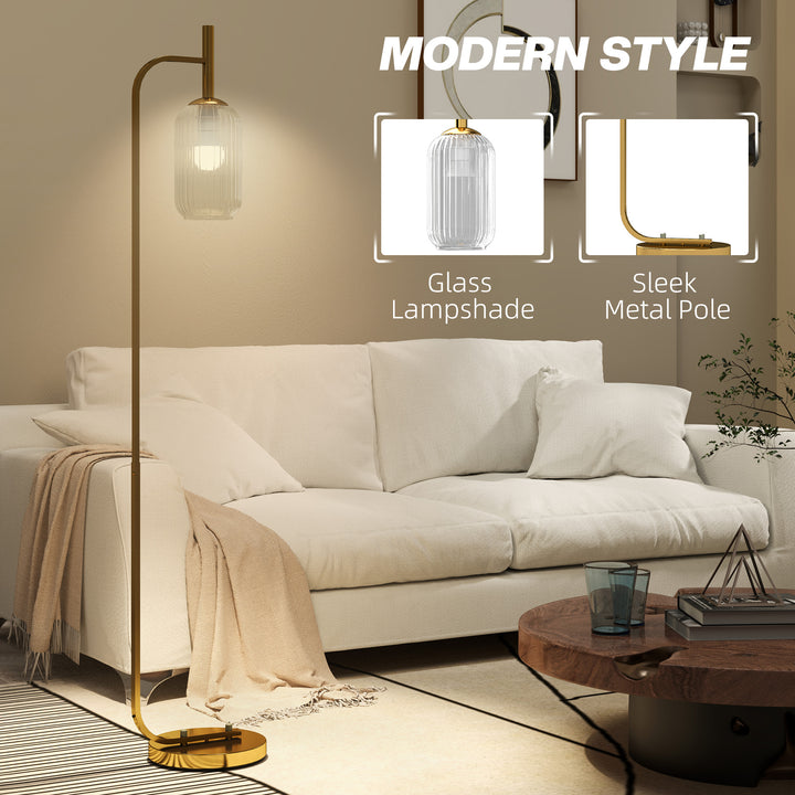 Floor Lamp for Living Room with Glass Lampshade