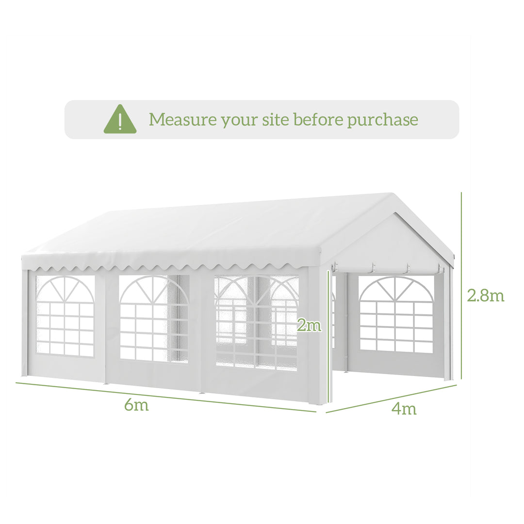 6m x 4 mParty Tents Portable Carport Shelter w/ Removable Sidewalls & Doors Party Tent Shelter Car Canopy