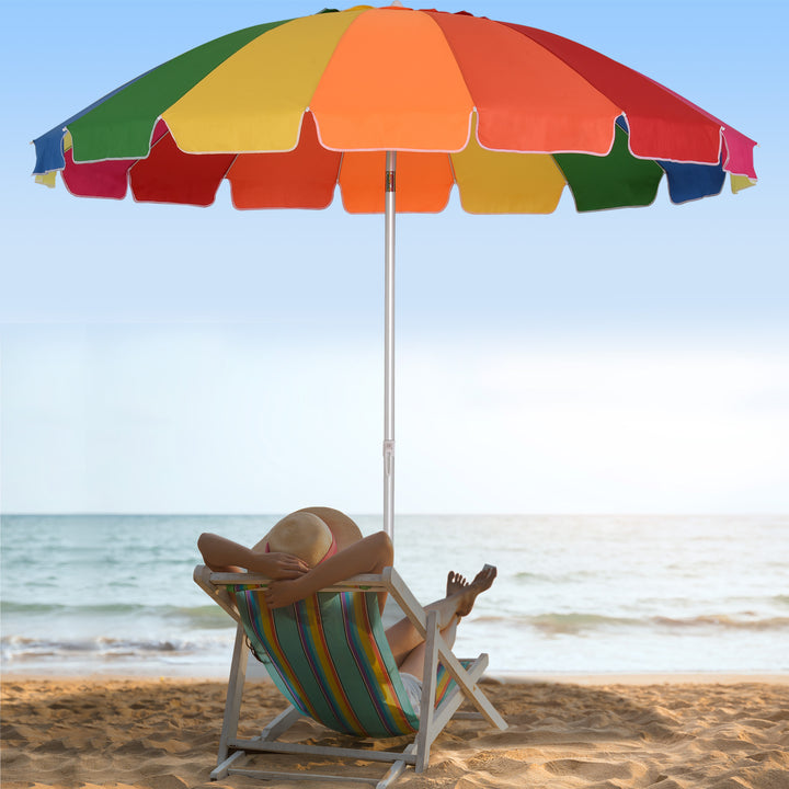 Waterproof Arc Beach Umbrella: 2.4m with Sand Anchor