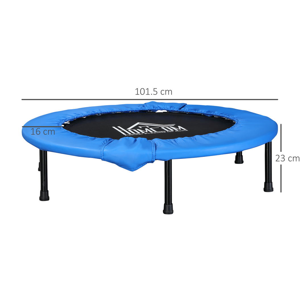 Soozier Φ100cm Foldable Mini Fitness Trampoline Home Gym Yoga Exercise Rebounder Indoor Outdoor Jumper w/ Safety Pad