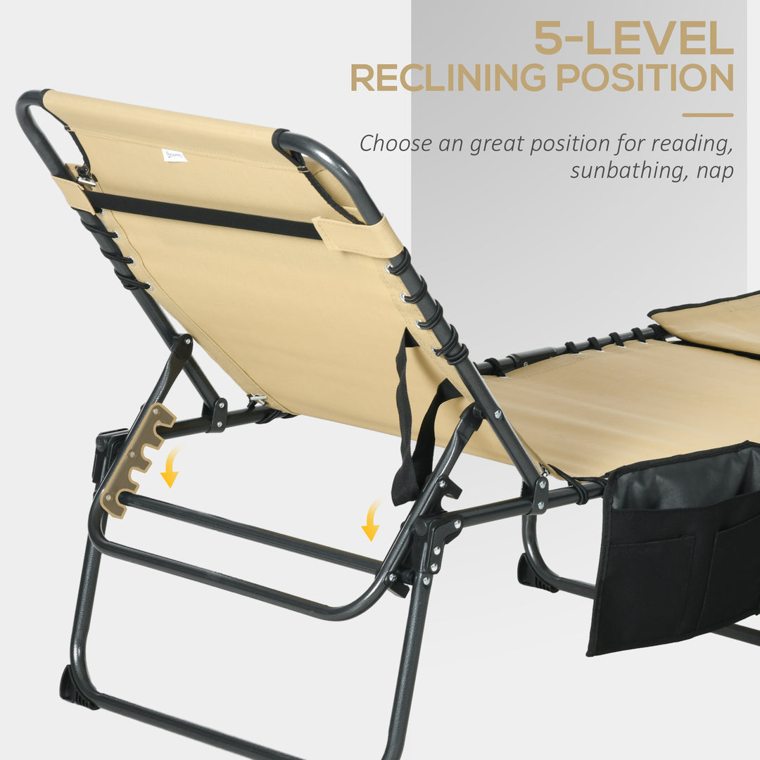 Folding Sun Lounger with 5-level Reclining Back