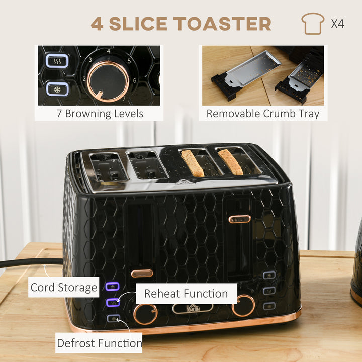 1.7L 3000W Fast Boil Kettle & 4 Slice Toaster Set