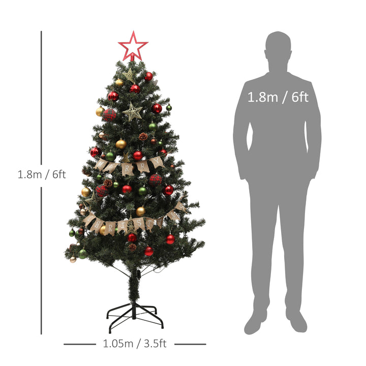 6 Ft Christmas Tree Pre Lit with Flame-retardant Plastic