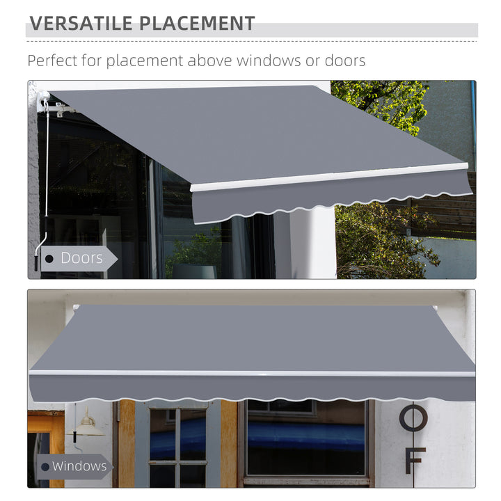 Waterproof Garden Patio Manual Awning Canopy Sun Shade Shelter Retractable 4m x 3m-Grey