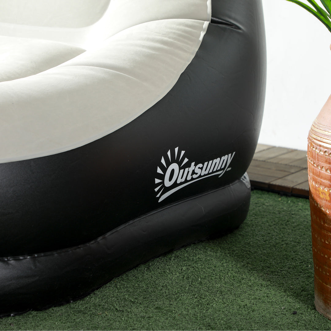 Inflatable Lounge Chair and Ottoman Set with Cup Holder