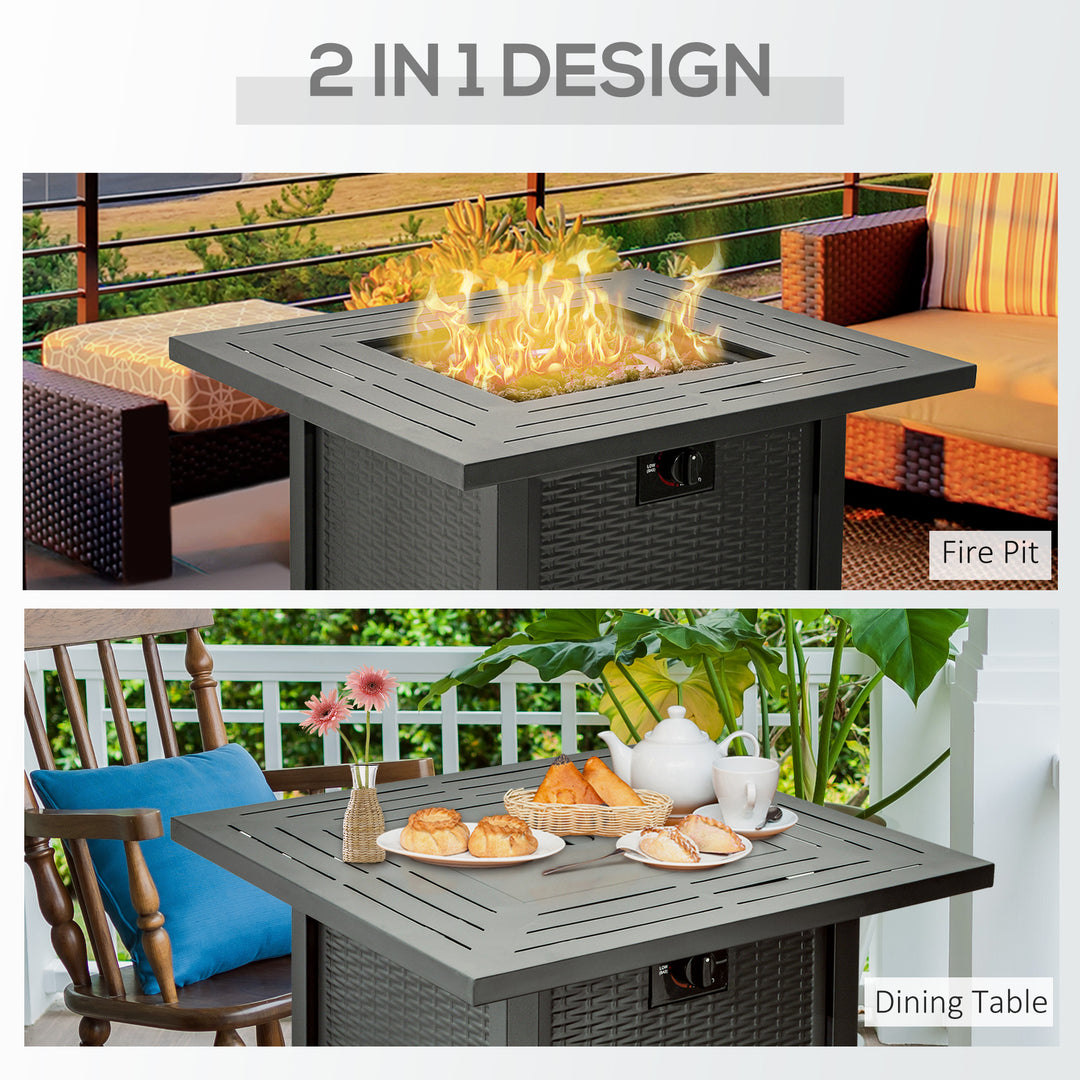 Square Propane Gas Fire Pit Table